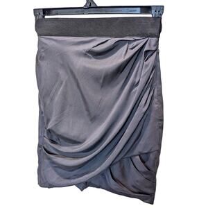 Elizabeth and James 100% Silk Silver Ruched Skirt Small